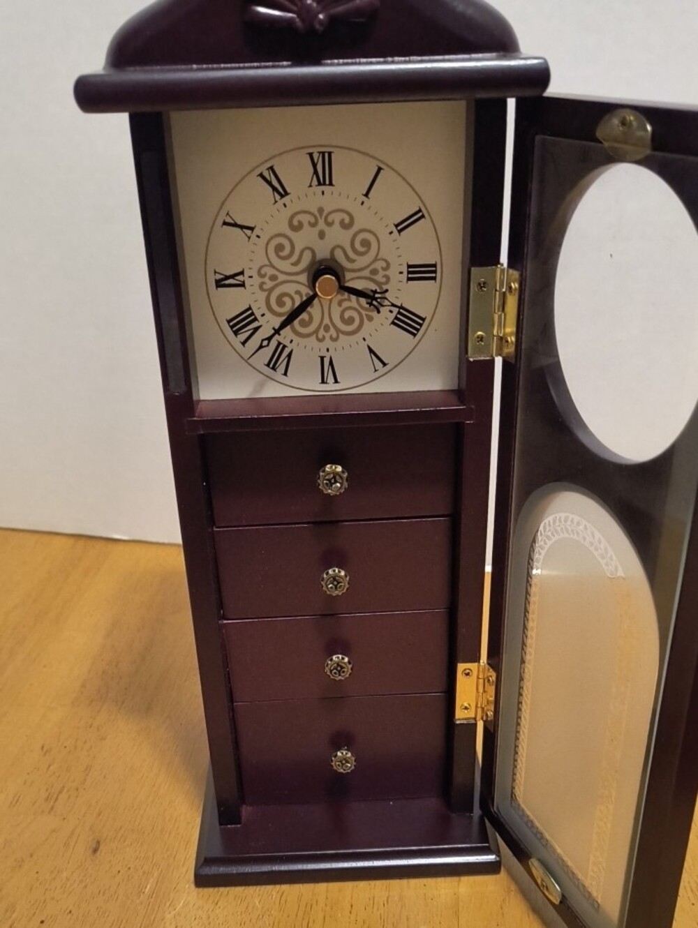 Classic Wall Clock Cabinet in Dark Brown Jewelery Case Avon Vintage 14 Inch B8 - Picture 2 of 5